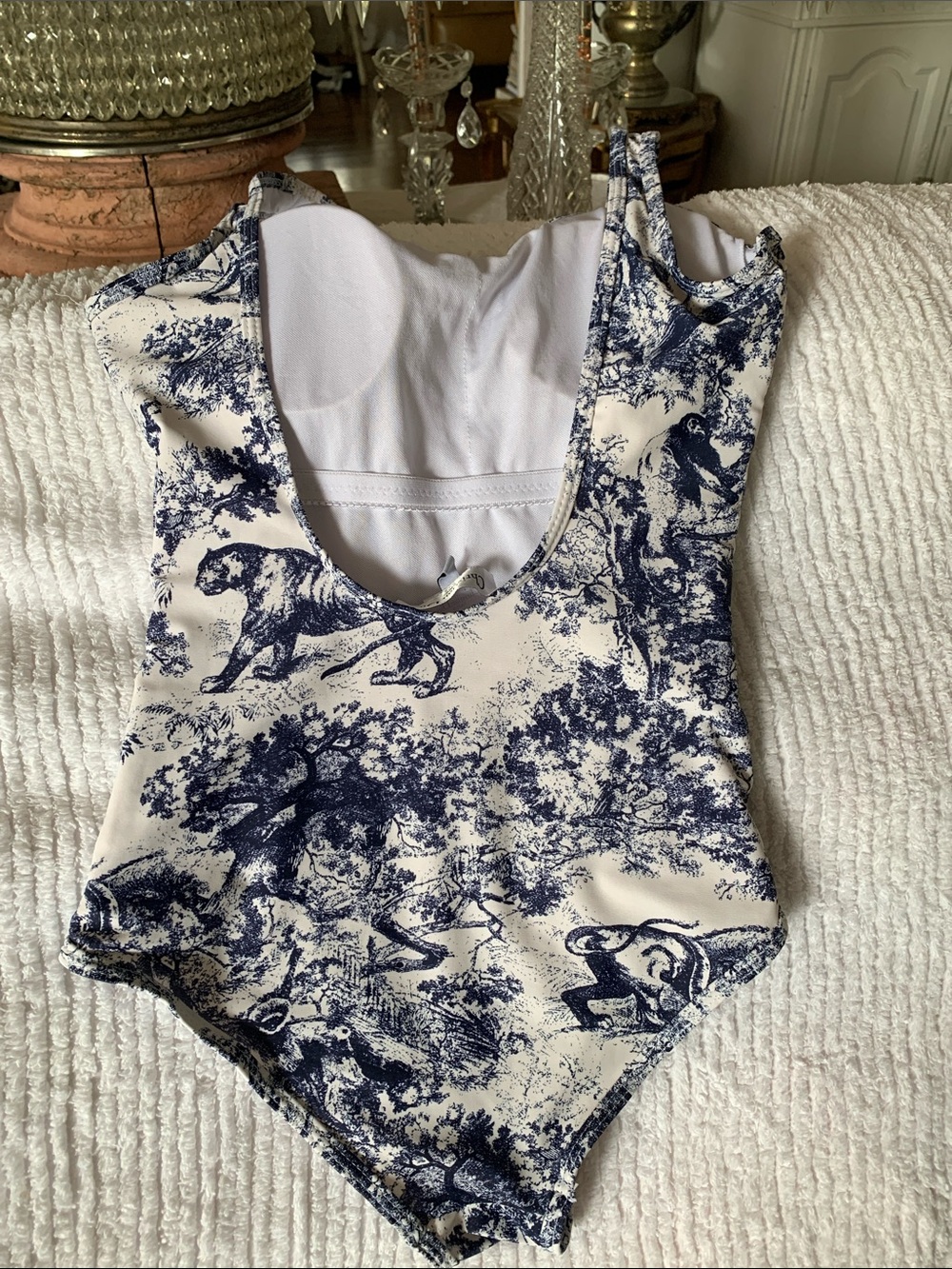 Dior Navy & White Toile Logo One-Piece Swimsuit - Picture 6 of 6